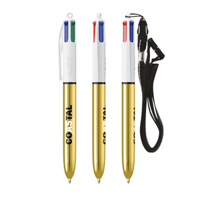 BIC® 4 Colours Shine ballpen + Lanyard